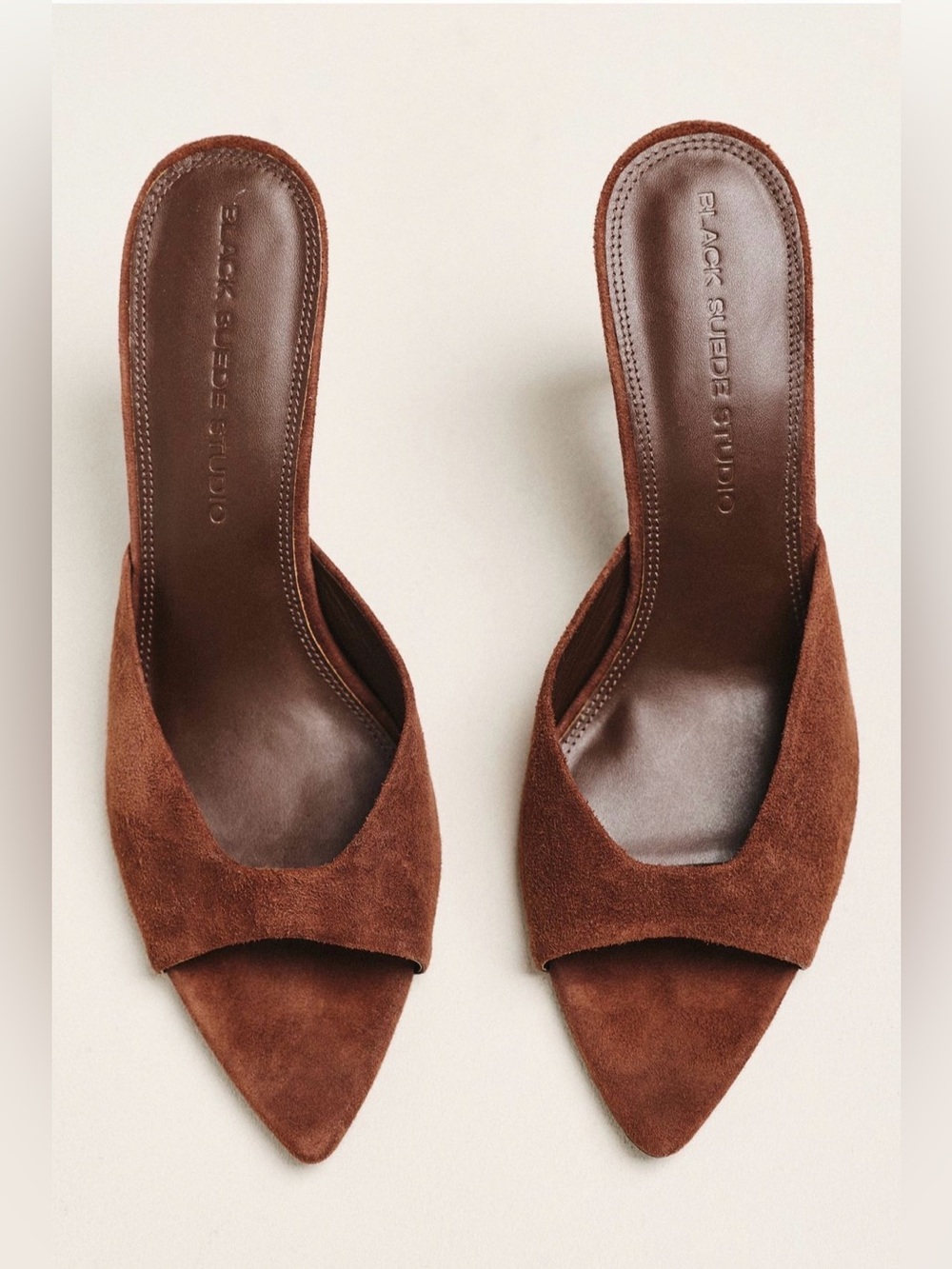 Anthropologie Black Suede Studio Brea 80 Open Toe Heels Suede